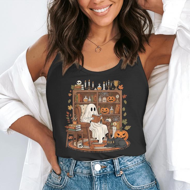 Vintage Ghost Book Reading Pumpkin Gothic Halloween Teachers Flowy Tank, funny gift Vintage Ghost Book Reading Pumpkin Gothic Halloween Teachers Flowy Tank, funny gift
