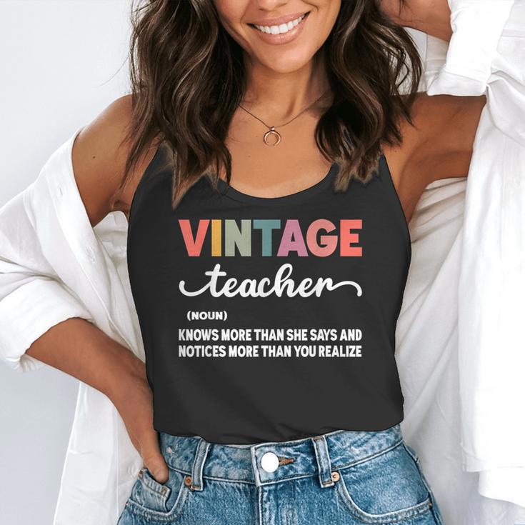 Vintage Teacher Knows More Than She Says Outfit Definition Flowy Tank, funny gift Vintage Teacher Knows More Than She Says Outfit Definition Flowy Tank, funny gift