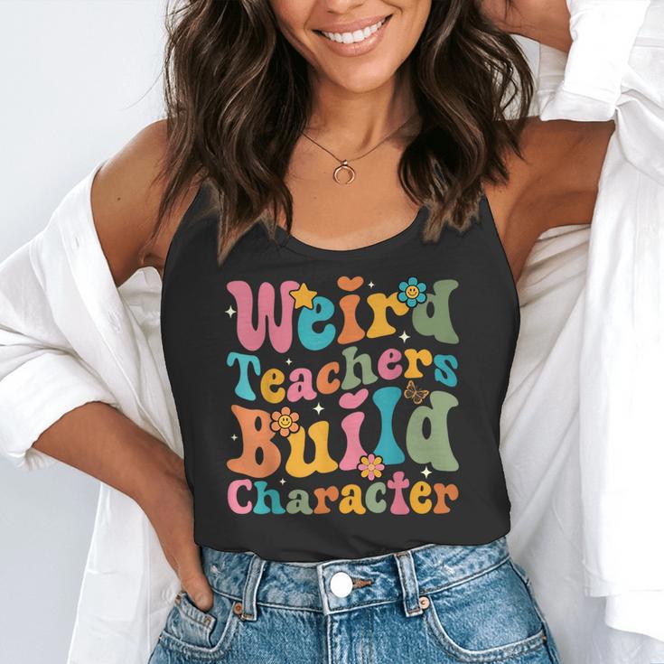 Vintage Teacher Sayings Weird Teachers Build Character For Men Women Flowy Tank, funny gift