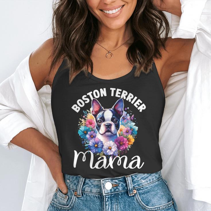 Watercolor Floral Boston Terrier Mama Dog Lover Mother's Day For Men Women Girls Kids Flowy Tank, funny gift