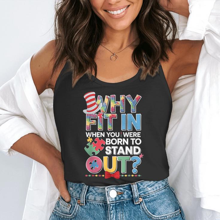 Why Fit In Doctor Teacher Cat In Hat Cool Autism Awareness Men Women Kids Flowy Tank, funny gift Why Fit In Doctor Teacher Cat In Hat Cool Autism Awareness Men Women Kids Flowy Tank, funny gift