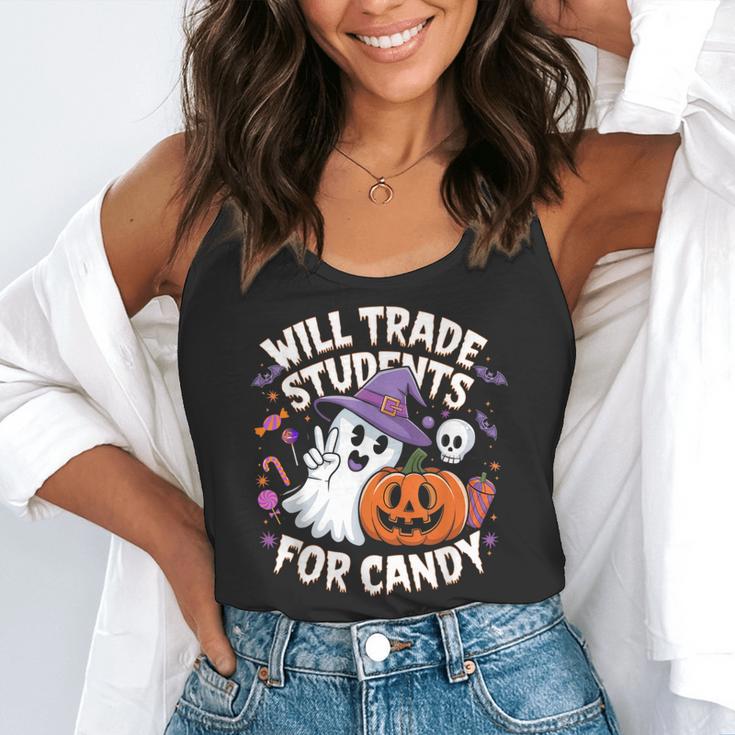 Will Trade Students For Candy Halloween Teacher Flowy Tank, funny gift