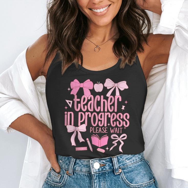 Women Teacher In Progress Coquette Pink Bow Future Teacher Flowy Tank, funny gift Women Teacher In Progress Coquette Pink Bow Future Teacher Flowy Tank, funny gift