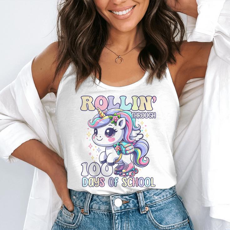 100 Days Of School Girls Teacher 100th Day Unicorn Outfit Flowy Tank, funny gift