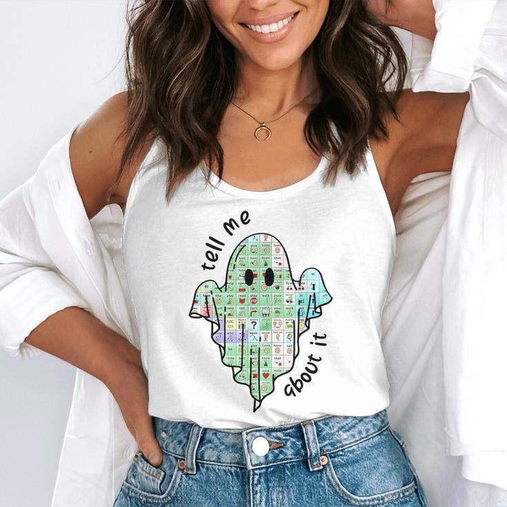 AAC Ghost Tell Me About It Speech Pathology AAC Sped Teacher Flowy Tank, funny gift AAC Ghost Tell Me About It Speech Pathology AAC Sped Teacher Flowy Tank, funny gift