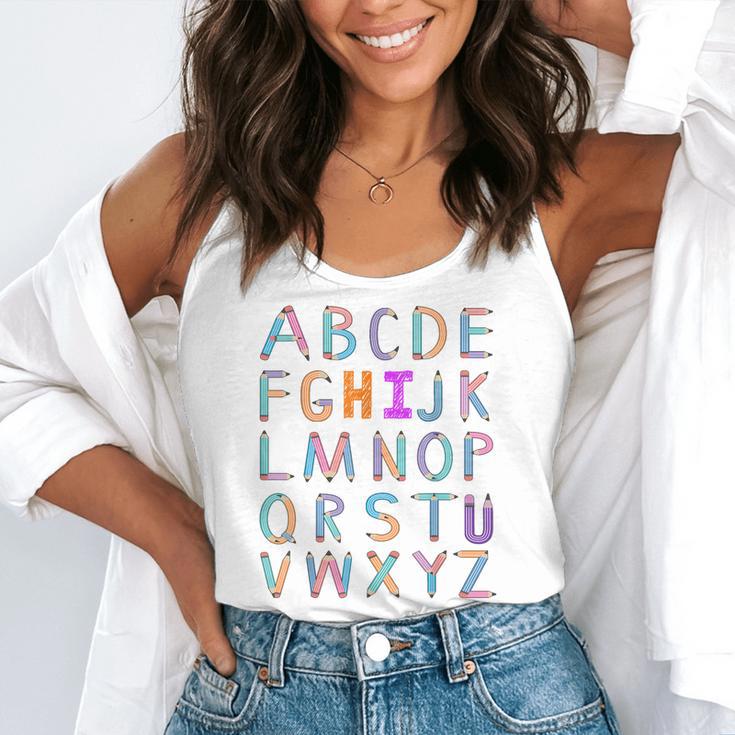 Back To School Kindergarten Alphabet ABC Teacher Women Kids Flowy Tank, funny gift