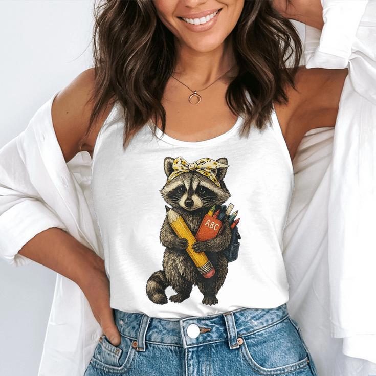 Back To School Raccoon Teachers Student Kids Flowy Tank, funny gift