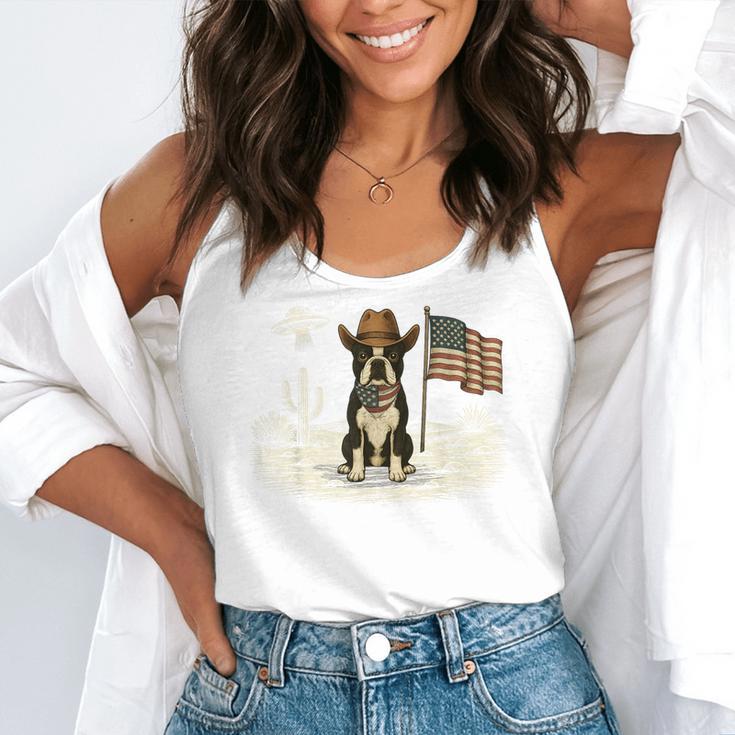 Boston Terrier 4th Of July US American Flag Dog Patriotic Flowy Tank, funny gift