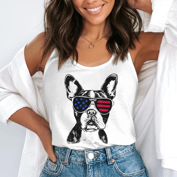 Boston Terrier Dog 4th July America USA Flag Men Women Kids Flowy Tank, funny gift