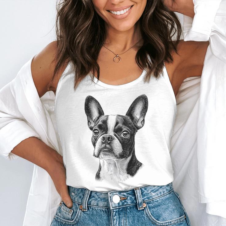 Boston Terrier Dog Motif Pet Illustration Boston Terrier For Men Women Kids Flowy Tank, funny gift