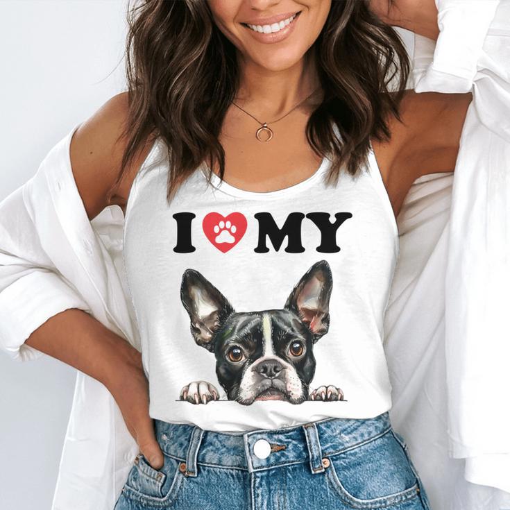 Boston Terrier I Heart My Dog Dog Lover Flowy Tank, funny gift