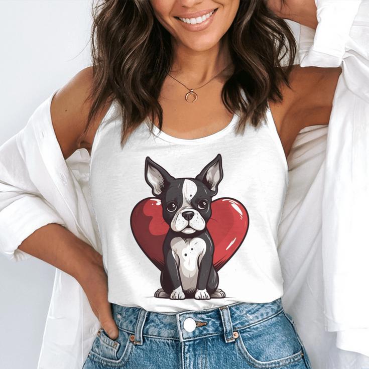 Boston Terrier Mom Dad Bostie Dog Lover Valentines Day Flowy Tank, funny gift