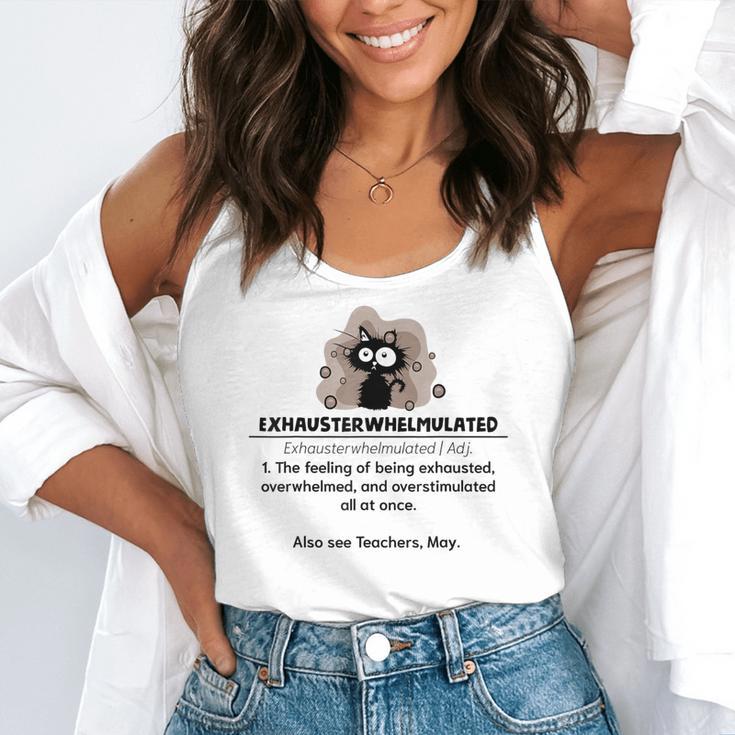 Cat Exhausted Teacher Exhausterwhelmulated Definition Flowy Tank, funny gift Cat Exhausted Teacher Exhausterwhelmulated Definition Flowy Tank, funny gift