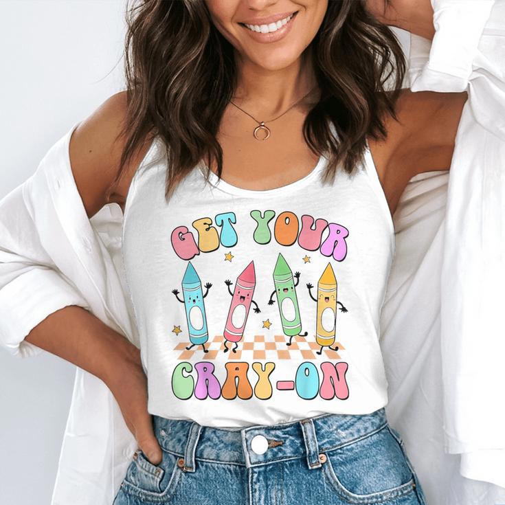 Get Your Cray-On Preschool Teacher Kindergarten Teacher Flowy Tank, funny gift Get Your Cray-On Preschool Teacher Kindergarten Teacher Flowy Tank, funny gift