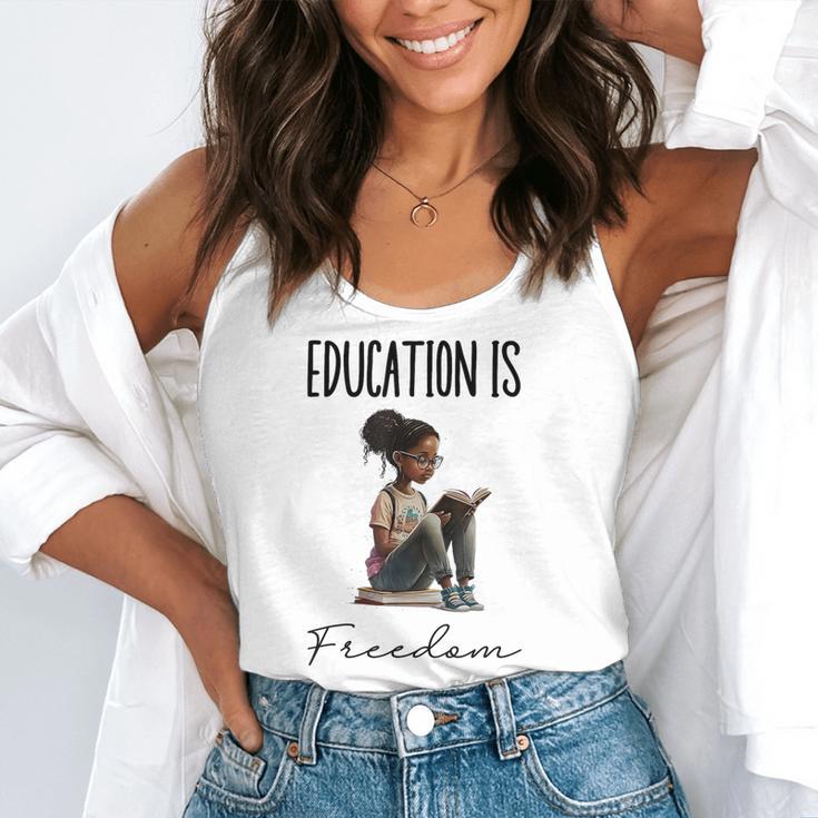 Education Is Freedom Teacher Books Black History Month Flowy Tank, funny gift