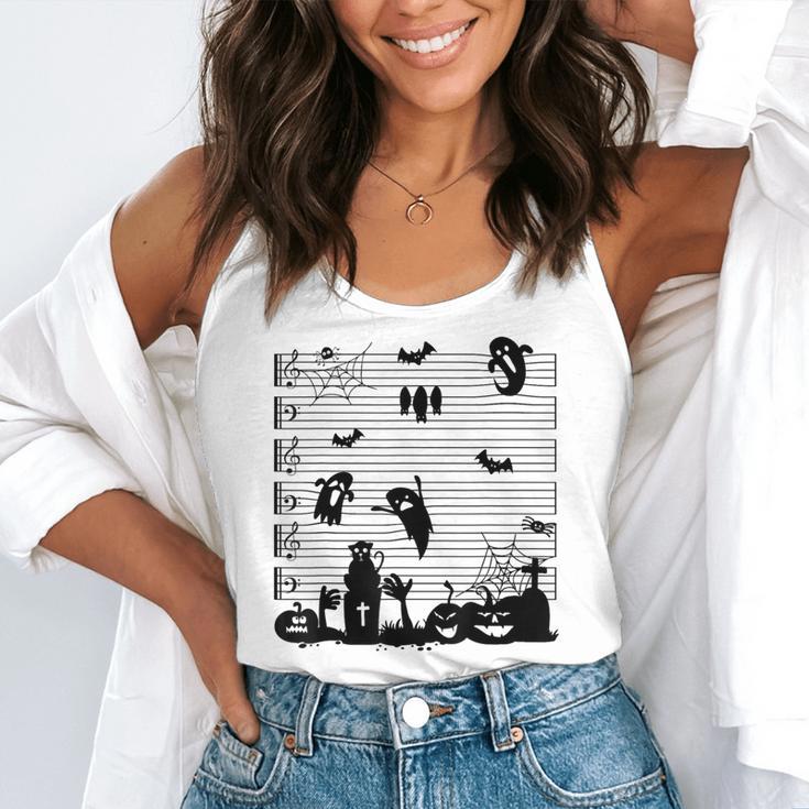 Halloween Music Note Clefs Spooky Ghost For Music Teacher Flowy Tank, funny gift