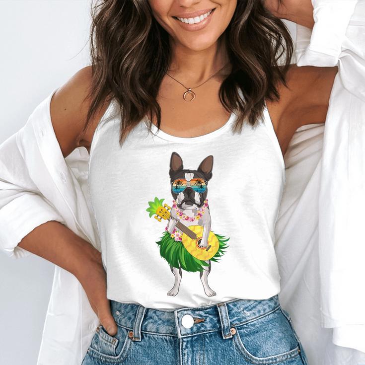 Hawaiian Boston Terrier Dog Pineapple Ukulele Summer For Men Women Girls Kids Flowy Tank, funny gift