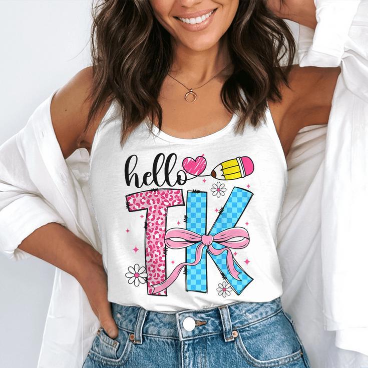 Hello TK Transitional Kindergarten Back To School Teacher Flowy Tank, funny gift