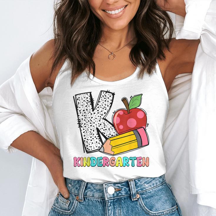 K Is For Kindergarten Teacher Pencil Apple Back To School Flowy Tank, funny gift K Is For Kindergarten Teacher Pencil Apple Back To School Flowy Tank, funny gift