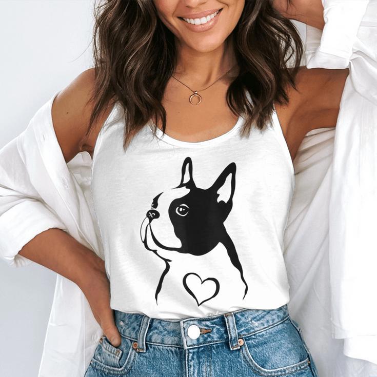 I Love My Boston Terrier Dog With Heart Flowy Tank, funny gift
