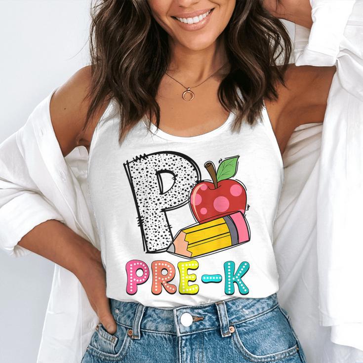 P Is For Pre-K Teacher Pencil Apple Back To School Flowy Tank, funny gift P Is For Pre-K Teacher Pencil Apple Back To School Flowy Tank, funny gift