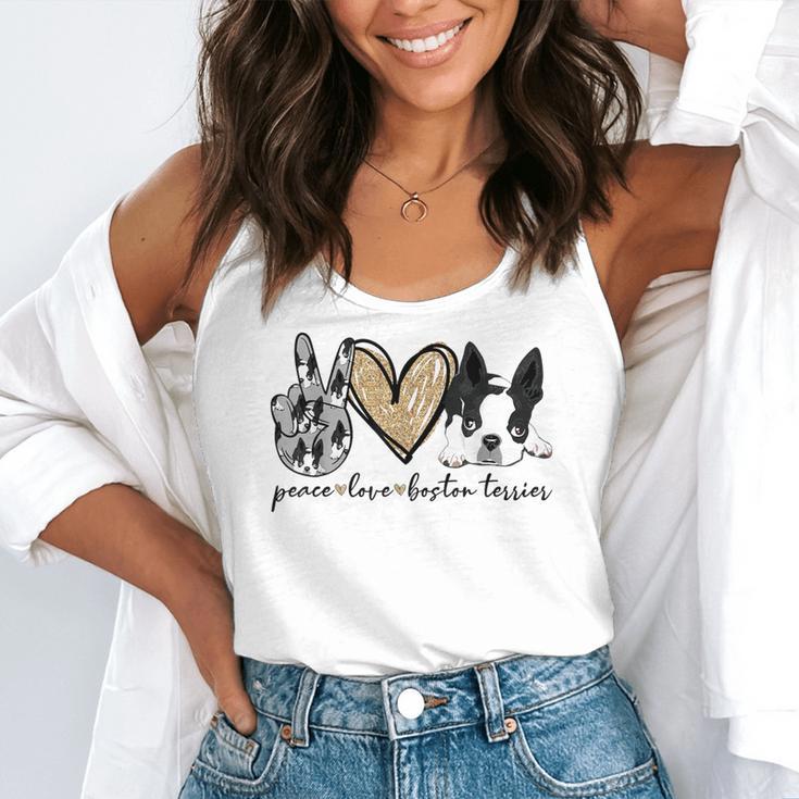 Peace Love Boston Terrier Boston Terrier Lover Dog Mom Flowy Tank, funny gift