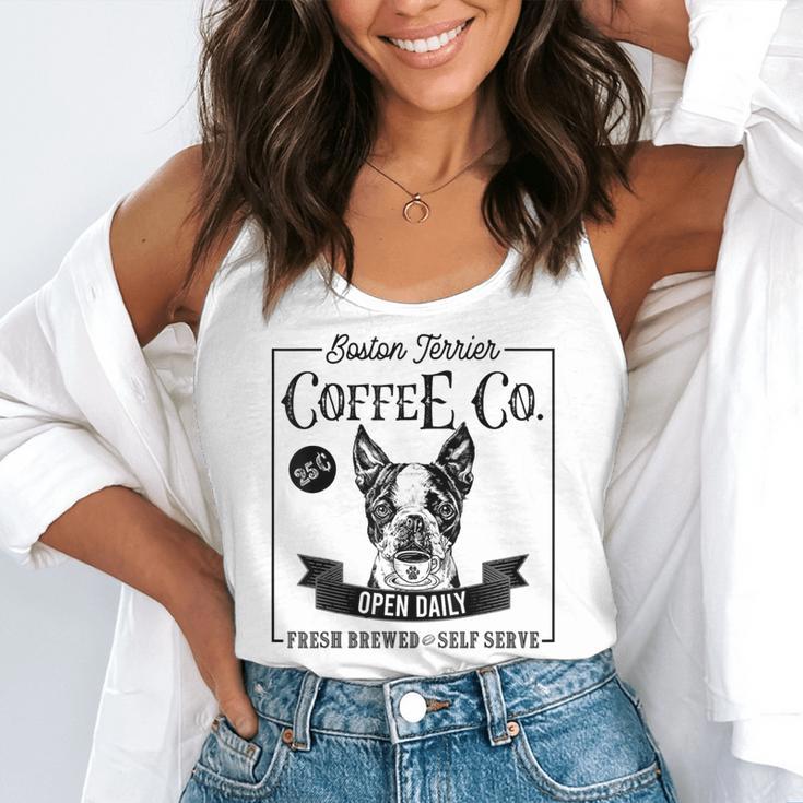 Retro Boston Terrier Coffee Dog Mom Coffee Lover Flowy Tank, funny gift
