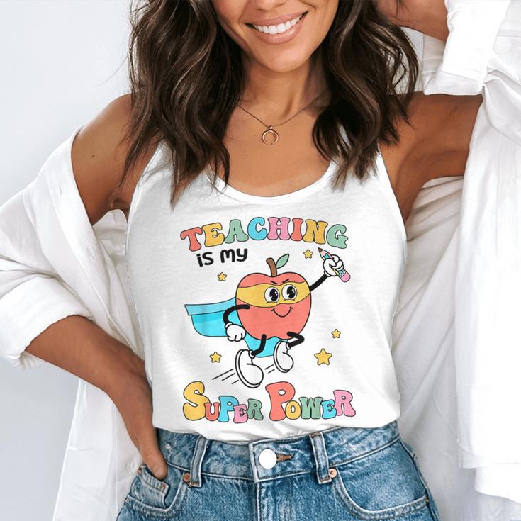 Retro Teaching Is My Superpower Apple Teacher Appreciation Flowy Tank, funny gift