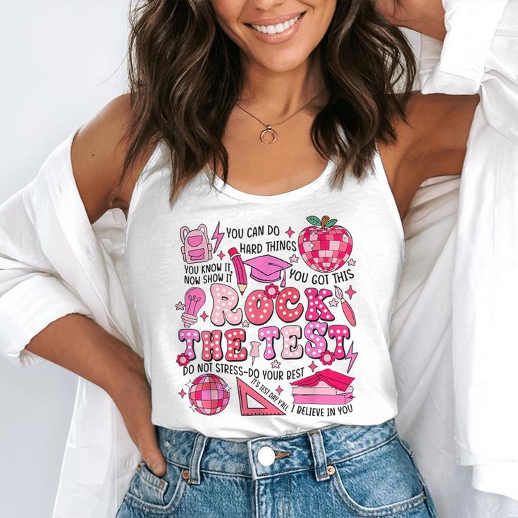 Rock The Test Testing Day Don't Stress Do Your Best Teacher For Men Women Girls Kids Flowy Tank, funny gift