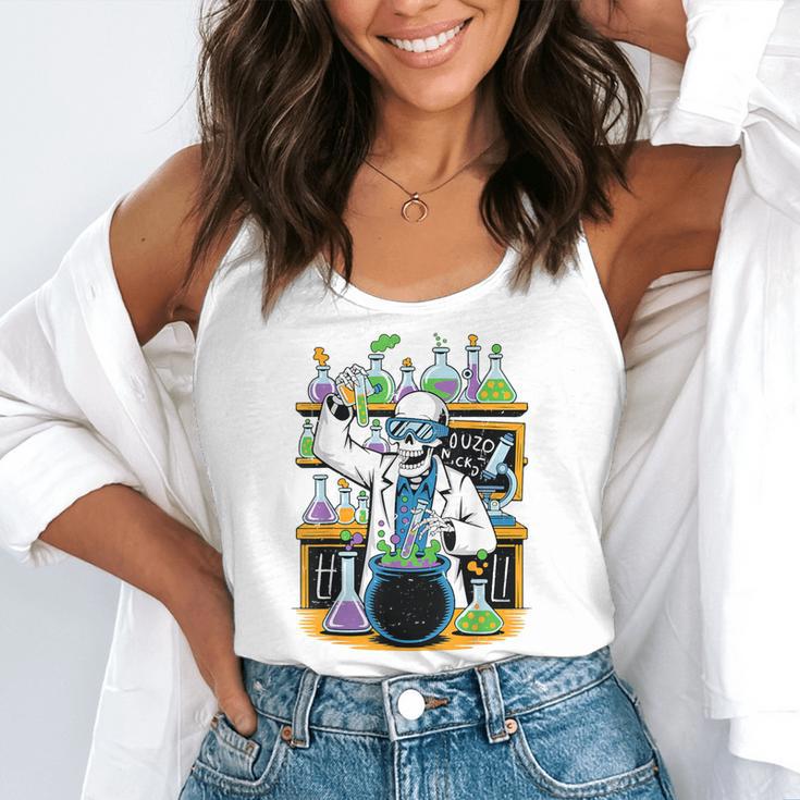 Skeleton Mad Scientist Halloween Costume Science Teacher Flowy Tank, funny gift Skeleton Mad Scientist Halloween Costume Science Teacher Flowy Tank, funny gift
