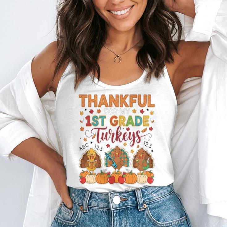 Teach Thanksgiving Teacher Thankful For My 1st Grade Turkeys Flowy Tank, funny gift Teach Thanksgiving Teacher Thankful For My 1st Grade Turkeys Flowy Tank, funny gift