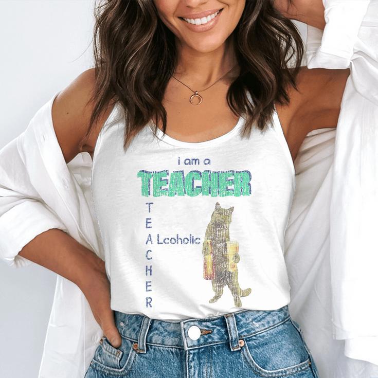 I Am A Teacher Alcoholic Cat Beer Feline Men Women Flowy Tank, funny gift I Am A Teacher Alcoholic Cat Beer Feline Men Women Flowy Tank, funny gift