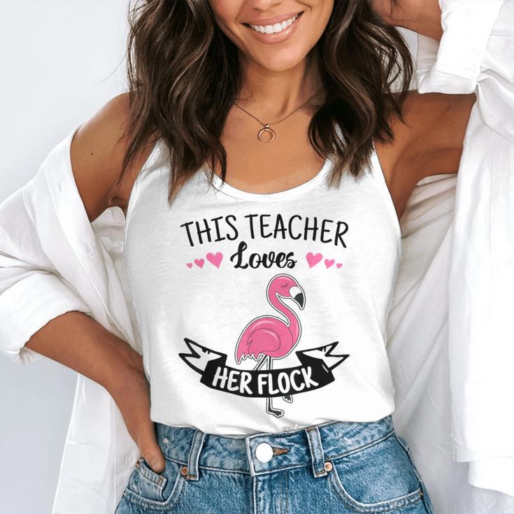 This Teacher Loves Her Flock Cute Flamingo Teacher Flowy Tank, funny gift
