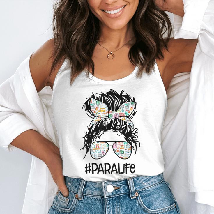 Teacher Para Life Tee Paraprofessional Cute Messy Bun Flowy Tank, funny gift