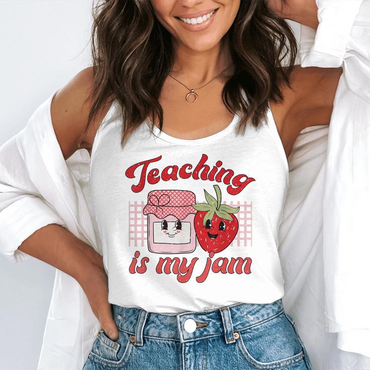 Teaching Is My Jam Cute Strawberry For Women Teachers Flowy Tank, funny gift