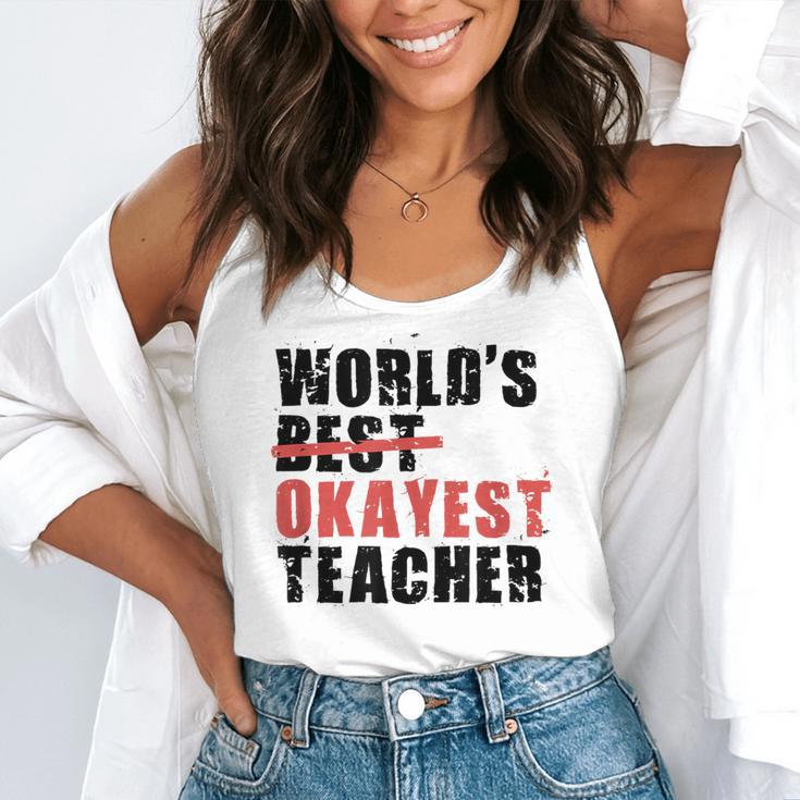 World's Best Okayest Teacher ACY025a For Men Women Flowy Tank, funny gift World's Best Okayest Teacher ACY025a For Men Women Flowy Tank, funny gift