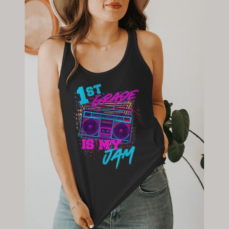 1st Grade Is My Jam Vintage 80s 80's Teacher Student Retro Flowy Tank, funny design