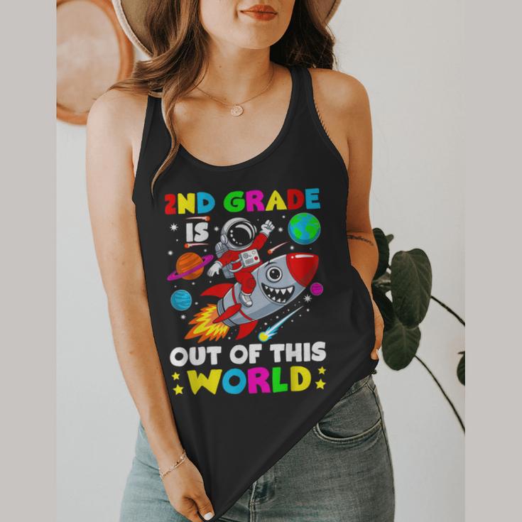 2nd Grade Is Out Of This World Space Rocket Planets Teacher Flowy Tank, funny design