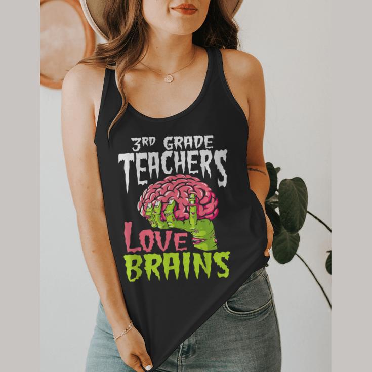 3rd Grade Teachers Love Brains Zombie Teacher Halloween Flowy Tank, funny design