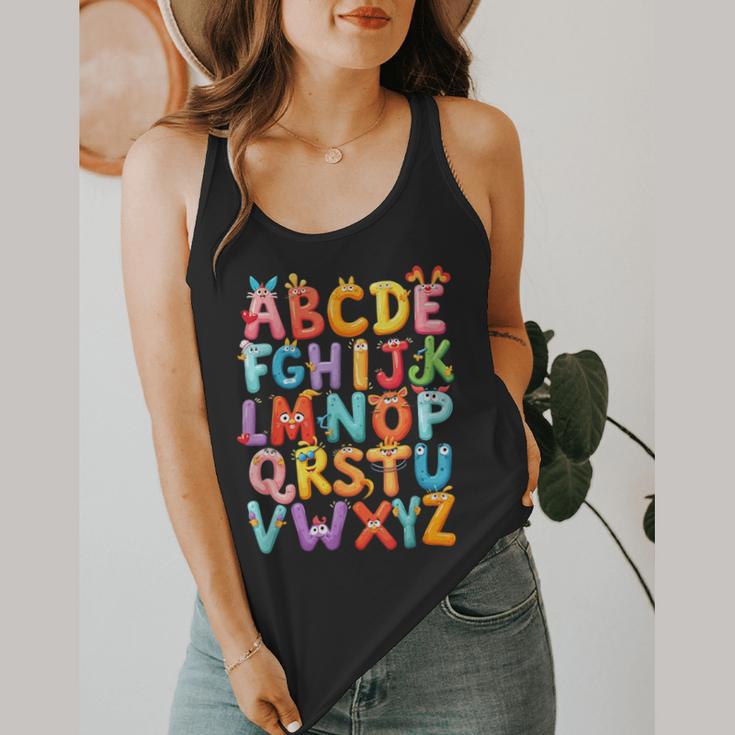 Alphabet A-Z ABC Kids Back To School Pre K Teachers Flowy Tank, funny design Alphabet A-Z ABC Kids Back To School Pre K Teachers Flowy Tank, funny design