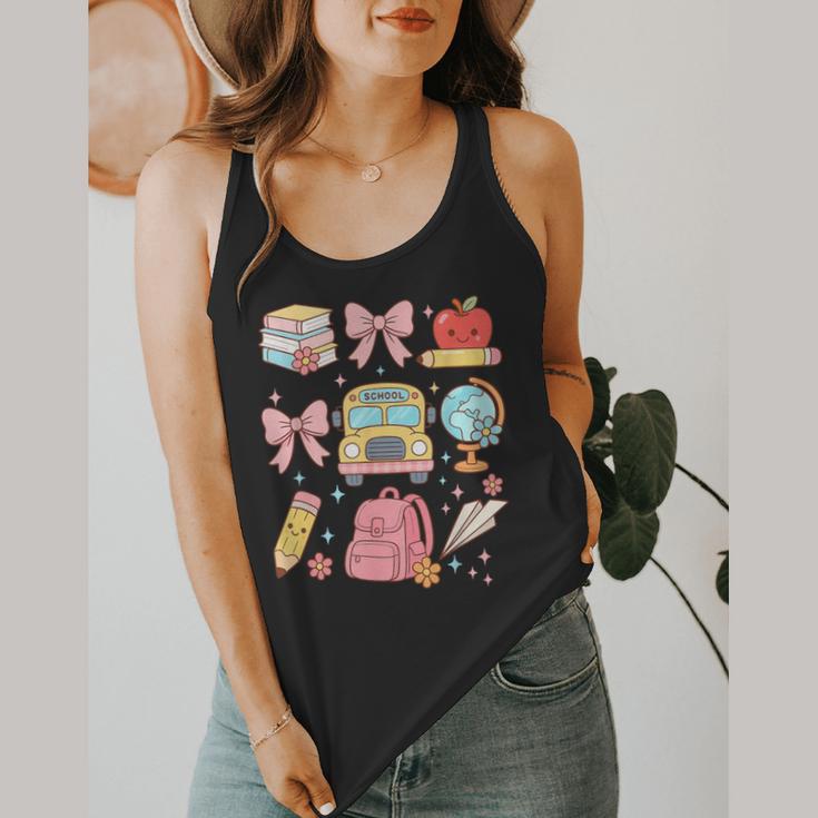 Back To School Coquette Teacher Women Girl Kindergarten PreK Flowy Tank, funny design Back To School Coquette Teacher Women Girl Kindergarten PreK Flowy Tank, funny design