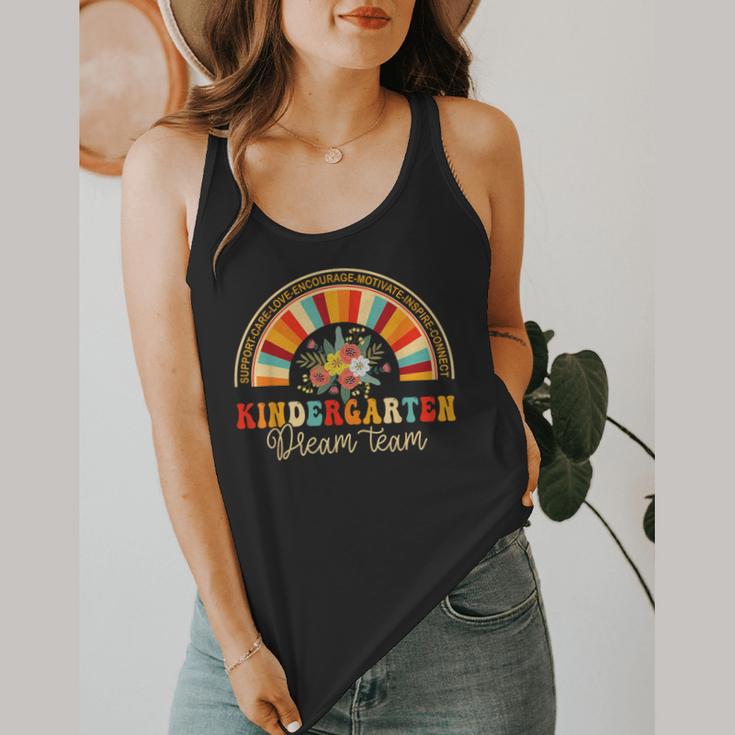 Back To School Kindergarten Dream Team Teacher Love Floral Flowy Tank, funny design