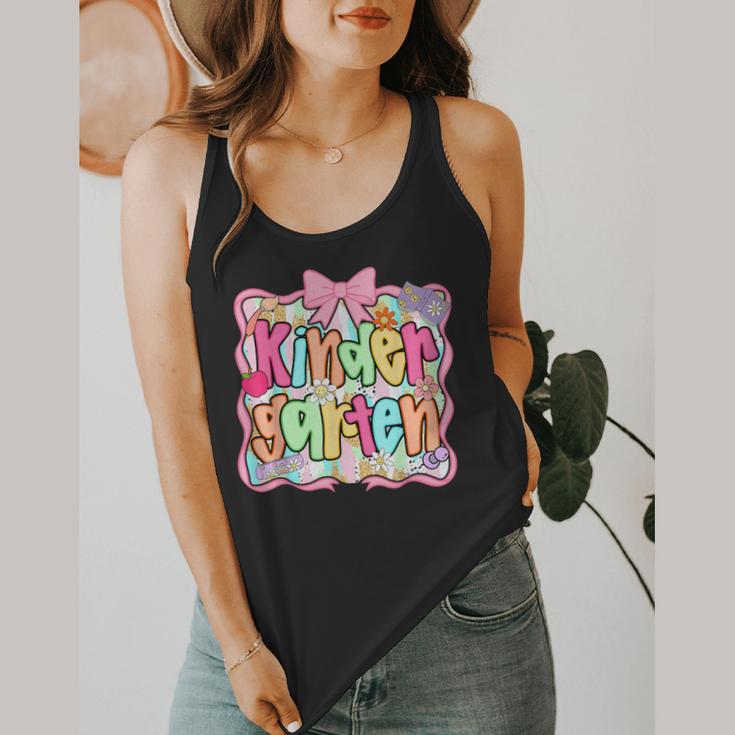 Back To School Kindergarten Preppy Teacher Girl Flowy Tank, funny design Back To School Kindergarten Preppy Teacher Girl Flowy Tank, funny design
