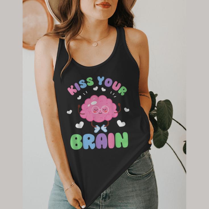 Back To School Kiss Your Brain Cute Teacher Appreciation Flowy Tank, funny design