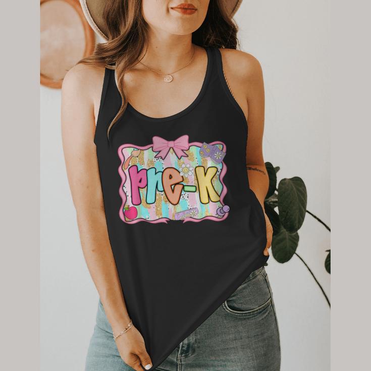 Back To School Pre-K Preppy Teacher Girl Flowy Tank, funny design