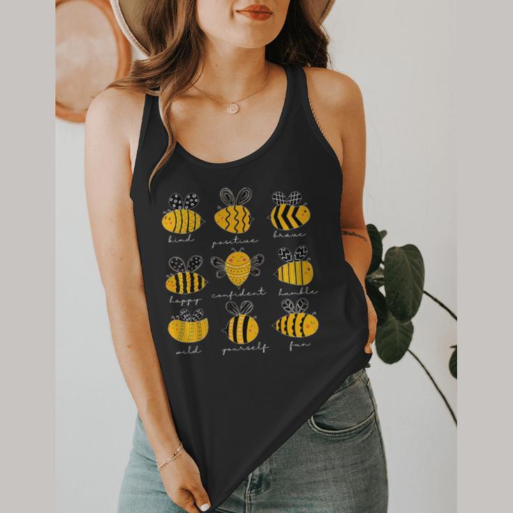 Bee Kind Positive Brave Happy Confident Humble Teacher Flowy Tank, funny design Bee Kind Positive Brave Happy Confident Humble Teacher Flowy Tank, funny design