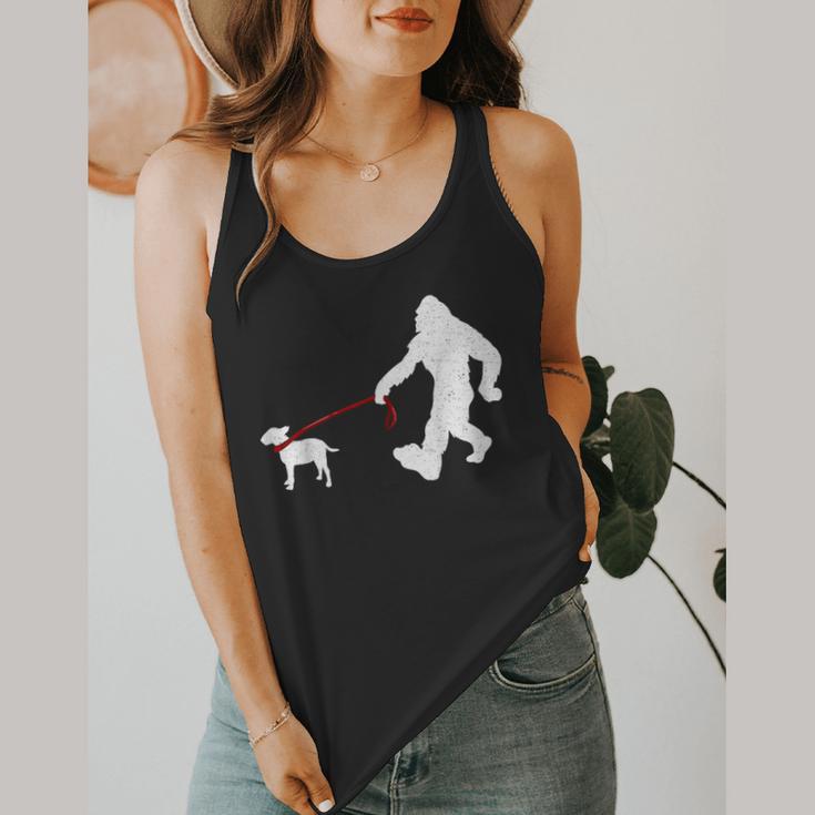 Bigfoot Walking With Bull Terrier Dog Flowy Tank, funny design