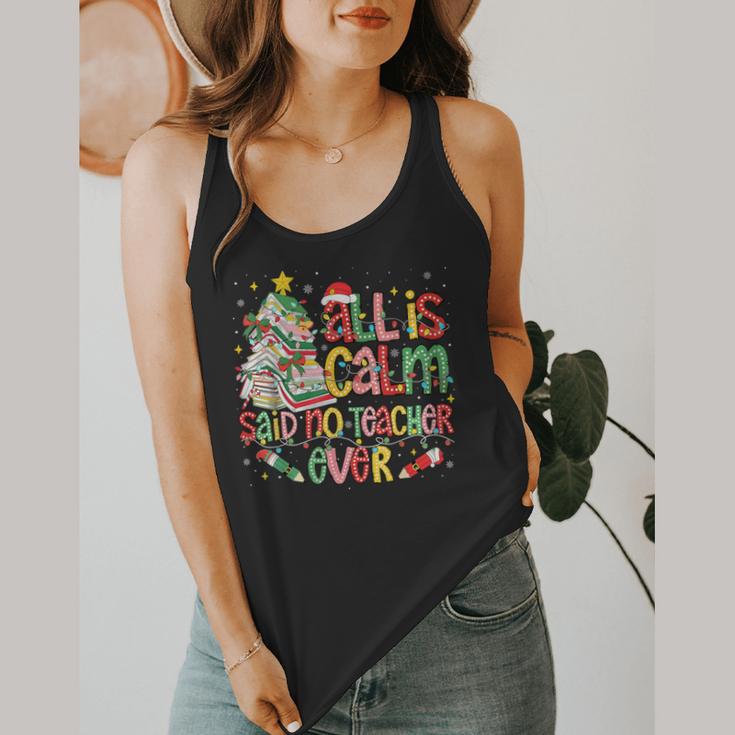 Book Tree All Is Calm Said No Teacher Ever Christmas Flowy Tank, funny design Book Tree All Is Calm Said No Teacher Ever Christmas Flowy Tank, funny design