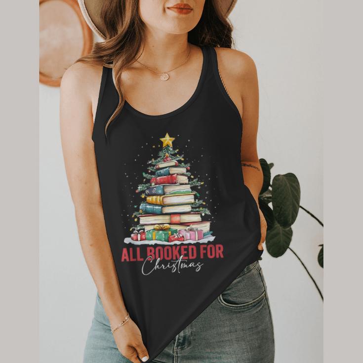 All Booked For Christmas Xmas Tree Teacher Holiday Pajamas Flowy Tank, funny design