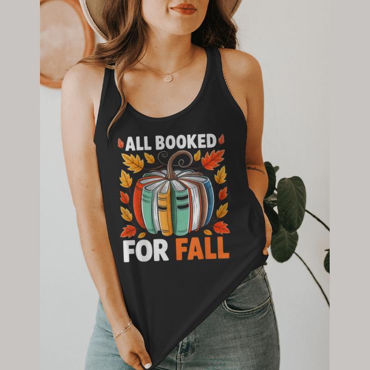 All Booked For Fall Book Pumpkin Autumn Thanksgiving Teacher Flowy Tank, funny design